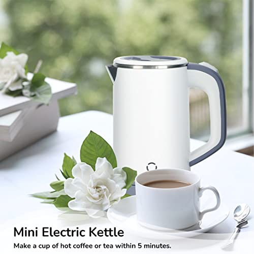 SWEWARM Travel Kettle, Travel Electric Kettle, 304 Stainless Steel Electric Kettle, 600W Fast Boil Small Electric Kettle, Portable Electric Kettl