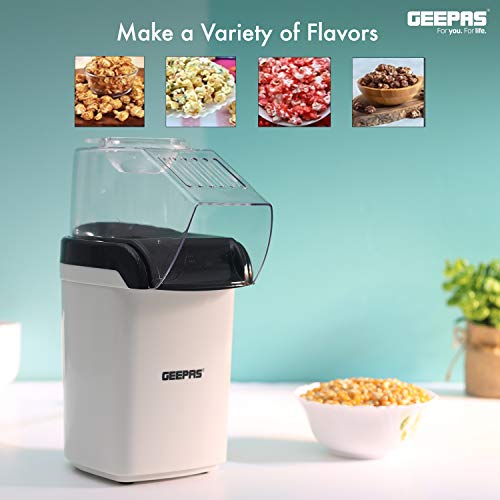 Geepas 1200W Electric Popcorn Maker | Makes Hot, Fresh, Healthy & Fat-Free Theater Style Popcorn Anytime | On/Off Switch, Attractive Design & Oil