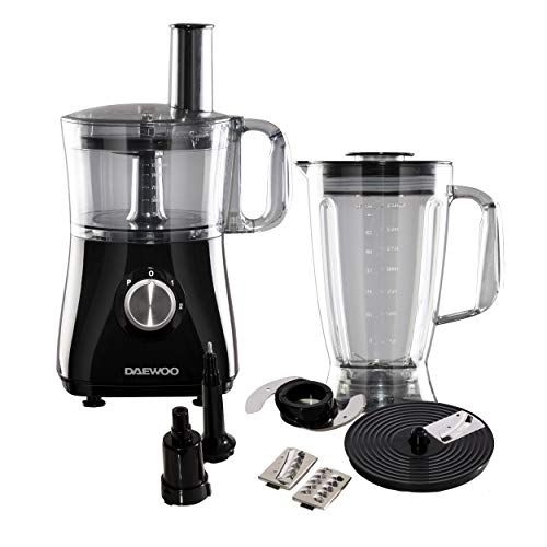 Daewoo SDA2100 750W Plastic Compact Food Processor with 2L Bowl and 1.8L Blender Jug, Stainless Steel Chopping Blades for Slicing and Grating, UK
