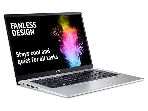 Acer Swift 1 SF114-34 14 Inch Laptop - (Intel Pentium N6000, 4GB, 128GB SSD, Full HD Display, Microsoft Office 365, Windows 11 in S Mode, Silver)