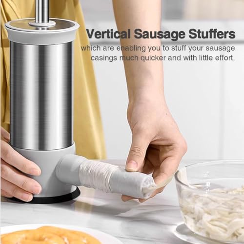GENCAM Stainless Steel Sausage Filler, Manual Sausage Machine with 4 Sausage Filling Funnels, Sausage Filling Machine for Family Dinners, Restaur