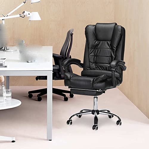 SLNFXC Adjustable Massage Office Chair Reclining High Back Chair Big Tall Leather Ergonomic Swivel Chair with Footrest