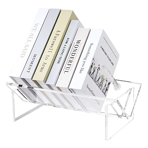 Sumerflos Acrylic Desktop Bookcase, Book Storage Organizer Bookshelves, Clear Mordern Tabletop Storage Rack for Office Home Shelf Display for Cd/