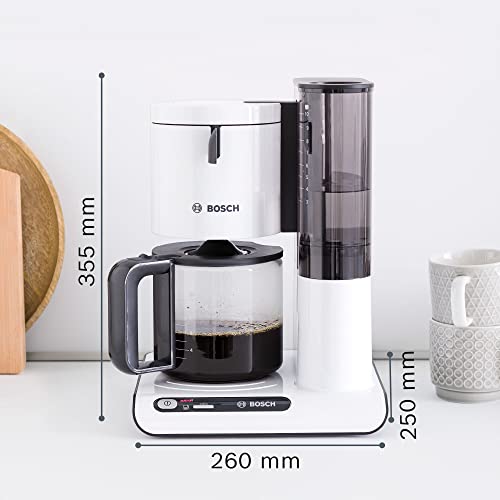 Bosch Styline TKA8011GB Filter Coffee Machine, 10 – 15 cups, 1.38 Litres - White