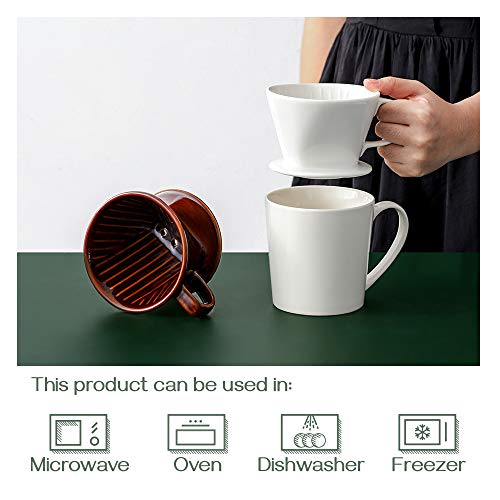 DOWAN Pour Over Coffee Dripper, Non Electric Pour Over Coffee Maker, Porcelain Slow Brewing Accessories for Home, Café, Restaurants, Easy Manual