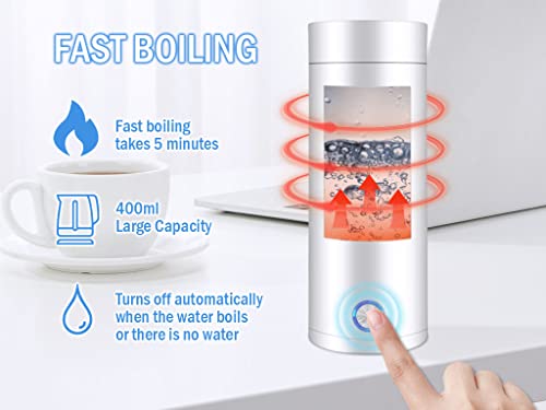 Hitopin Travel Portable Kettle, 400ml Travel Kettle, Travel Electric Mini Kettle, Automatic Shut off Travel Tea Kettle, with 2PCS Stickers and 1P