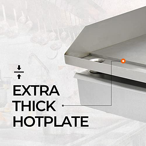 Commercial Griddle Plate 70cm Large 300ºC 4.2 kW Countertop Electric Hotplate Stainless Steel Bacon Fryer Steak Kitchen Business Catering Grill 4