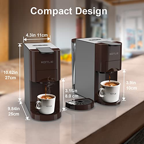 KOTLIE Espresso 4in1 Coffee Machine for Nespresso Original/Dolce Gusto/L’OR/Starbucks/Ground Capsule and ESE Coffee Pods,19 Bar Automatic Coffee
