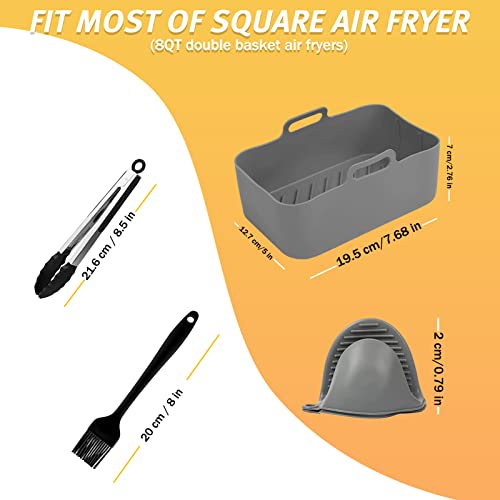 Dual Air Fryer Accessories 6 PCS, Double Basket Airfryer Accessory Compatiable for Ninja Foodi AF300UK, AF400UK, Instant Vortex, Tower T17088, Sa