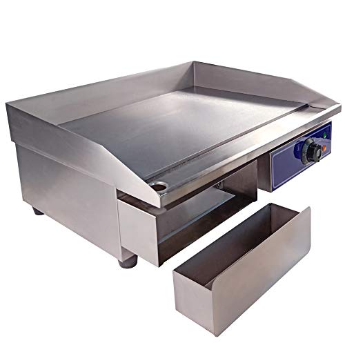 Electric Griddle Commercial Counter Top Stainless Steel Hot Plate Kitchen Grill Thermostatic Control 3000W 22" (New Model in 2019)