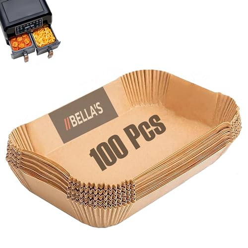 Bella's Air Fryer Liners, 100PC Ninja Air Fryer Liners for Ninja Air Fryer Dual, Air Fryer Disposable Paper Liners, Food Grade Air Fryer Accessor