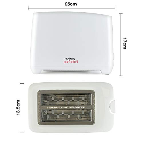 Kitchen Perfected® 2 Slice Extra Wide Slot Toaster - 750W - 7 Browning Levels - High Lift Eject Function - Removable Crumb Tray - E2020WH - White