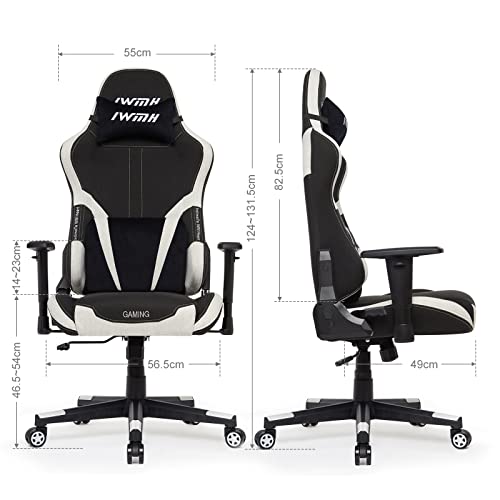 Intimate WM Heart Fabric Gaming Chair, Office Chair, Ergonomic Racing Gamer Chair, Reclining High Back Adjustable Computer Chair, Swivel Chair wi