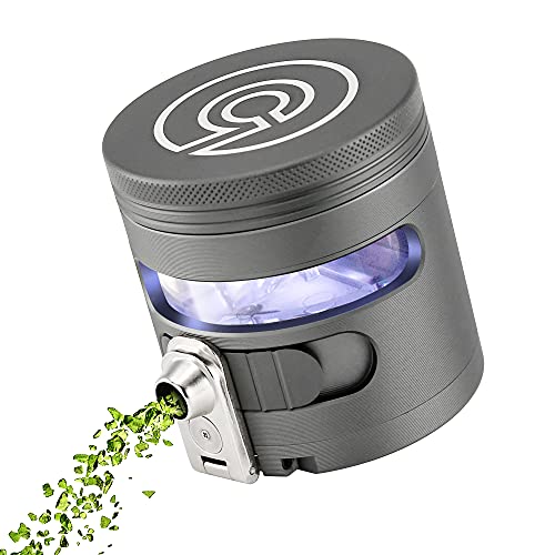 Tectonic9 Herb Grinder Automatic Electric Herbal Spice Dispenser Large 2.5" Aluminum Alloy (Grey)