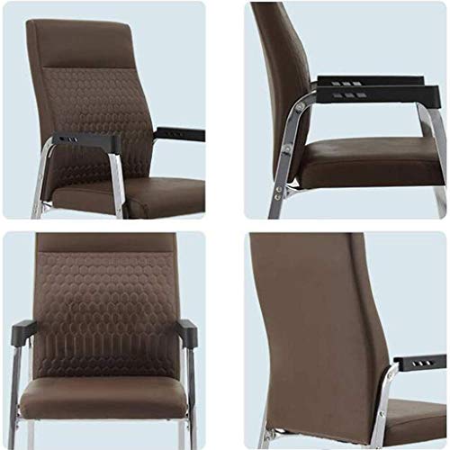n/a Classic Leather Office Desk Guest Chair with Metal Frame, Comfortable and Breathable, Brown