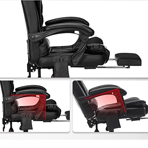 SLNFXC Adjustable Massage Office Chair Reclining High Back Chair Big Tall Leather Ergonomic Swivel Chair with Footrest