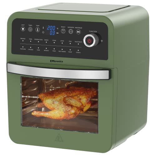 EMtronics EMAFO12LD Digital Extra Large Family Size XL Air Fryer Combi Oven Grill 12 Litre with 11 Pre-Set Menus for Oil Free & Low Fat Healthy C