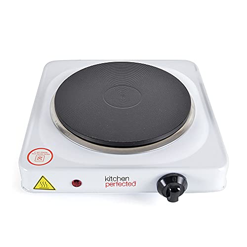 KitchenPerfected 1500W Single Hotplate / Cast Iron / Variable Heat Settings / Overheat Protection / Corrosion Resistant / Power Indicator / Non S