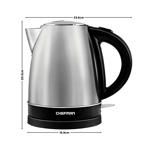 Chefman Stainless Steel Electric Kettle w/ 360° Swivel Base, Auto Shut-off & Boil-dry Protection, BPA-free Interior and Cool-touch Handle, 7+ Cup