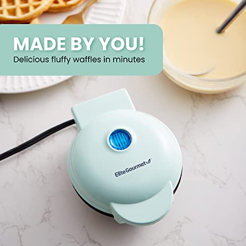 Elite Gourmet EWM015M Electric Nonstick Mini Waffle Maker, Belgian Waffles, Compact Design, Hash Browns, Keto, Snacks, Sandwich, Eggs, Easy to Cl