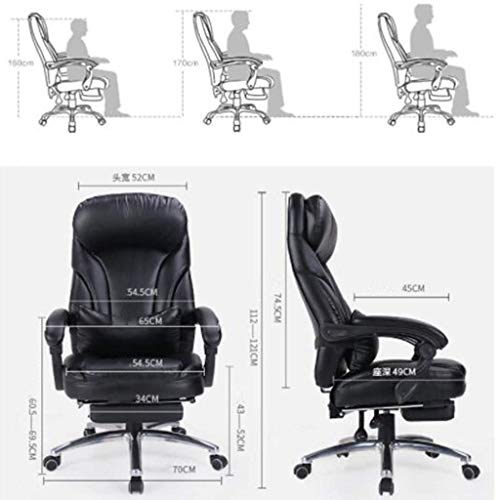 MU Computer Chair,Home Reclining Office Chair Boss Backrest Swivel Chair Study Seat Thick Cushion Adjustable Height Load Capacity 250Kg,Brown,70