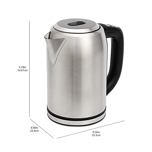 Amazon Basics Stainless Steel Kettle with Digital Display, Strix Controller, Keep Warm Function, Temperature Control, 1.7 L (UK Plug)