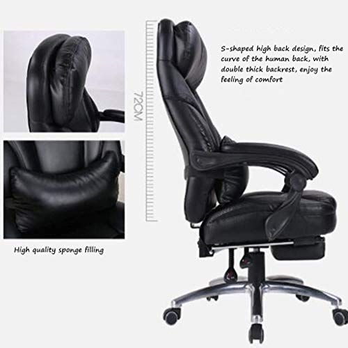 MU Computer Chair,Home Reclining Office Chair Boss Backrest Swivel Chair Study Seat Thick Cushion Adjustable Height Load Capacity 250Kg,Brown,70