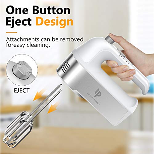Hand Mixer Electric, 450W Kitchen Mixers with Scale Cup Storage Case, Turbo Boost/Self-Control Speed + 5 Speed + Eject Button + 5 Stainless Steel