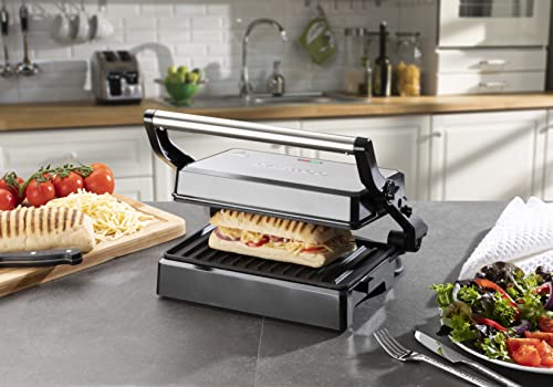 Daewoo SDA1572GE 180° Health Grill with Cool Touch Handle, Use Open or Closed, Automatic Temperature Control, Non-Stick, Easy Clean, Cord Wrap St