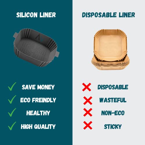 ALMOVA Silicone Air Fryer Liner 2 PCS Reusable Airfryer Silicone Liner 7.8" 19.8 cm Ninja Air Fryer Accessories Replacement for Parchment Papers