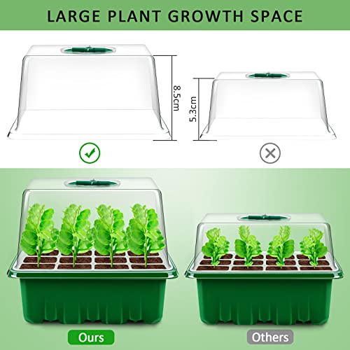 YAUNGEL Seed Trays, 10 Pack 120 Cells Propagator with Heightened Lids, Growing Thicken Seedling Starter Growing Trays with Adjustable Window for