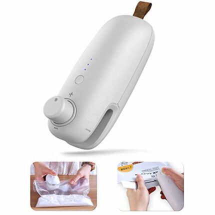 WELUV Mini Heat Sealer USB Bag Sealer Machine with Cutter High Security Handheld 2 in 1 Sealer Clips Portable Electric Rechargeable Quick Sealer