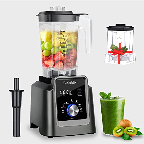 Biolomix Professional Blender, 2200W 6 preset smart IQ, manual mode to adjust time and speed,2L capacity with 500ml grinding cup,Smoothie Blender