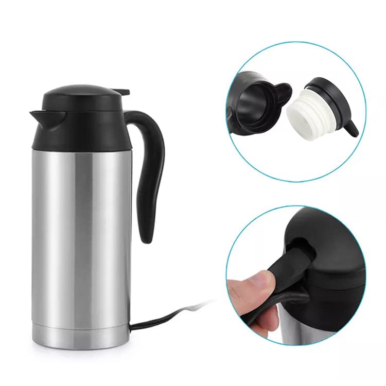 Digital Tec 12 Volt 600ml Stainless Steel Portable Travel Kettle for Car with Sealed Rubber Band, Car Heating Cup for Hot Water, Coffee,Travel,Ho