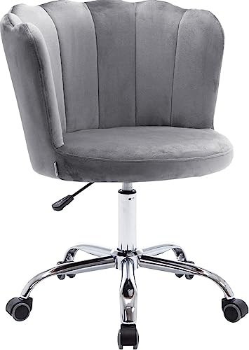 Recaceik Velvet Home Office Chair, Modern Adjustable Swivel Shell Desk Chair for Living Room Upholstered Cute Vanity Chair with Wheels, Comfy Tas