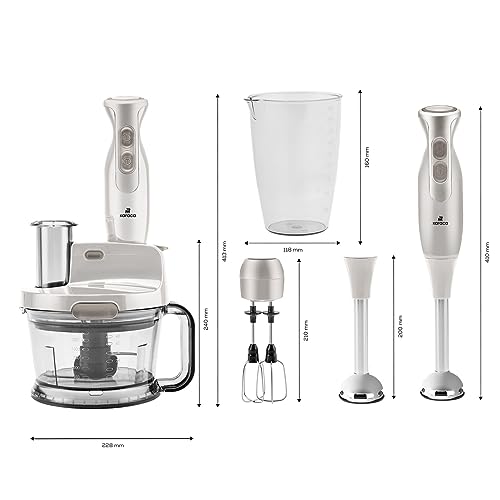 Karaca Pro-Multimax Food Processor, 2000W, Food Chopper, Blender, Mixer, Ice Crushing, Nonslip Stand, Large Capacity, Cake Mixer, Chopping, Whisk