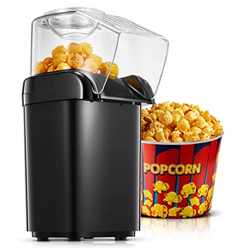 Electric Popcorn Maker - 1200W HOUSNAT Retro Popcorn Machine with Hot Air Circulation - 2 Min Qucik Popping - for Oil-Free & Healthy Snacks, for