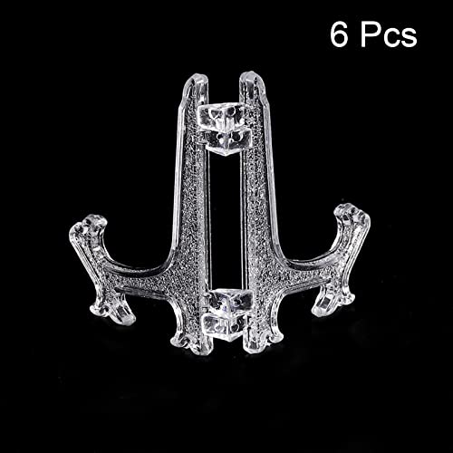 MECCANIXITY 4 Inch Display Stand Holders Display Pictures PS Plastic Clear for Home Decoration, Art, Book Stores Pack of 6