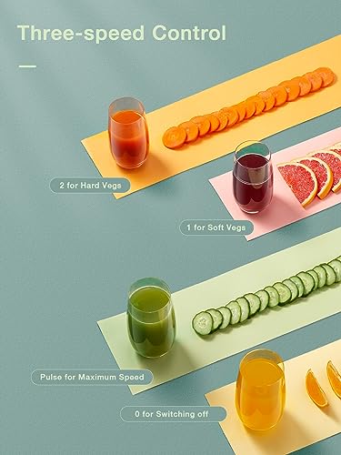 Juilist Juicer Machines, Centrifugal Juicers Whole Fruit and Vegetable with 3 Speed Setting, Big Mouth Large 65MM Feed Chute Juice Extractor Mach