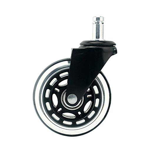 SKOAJAS Plate Casters 3 inches 75mm Castor Wheels for Office Chair M11 Stem Casters for Furniture Swivel Castors 320kg Silent PU Universal Transp