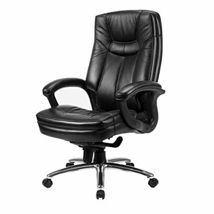 ZXNRTU Relax Comfortably Safe Office Chair Black Leather Height Adjustable Gaming Chairs Lumbar Support and Tilt Angle High Back Executive Comput