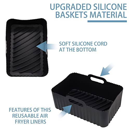 DIFCUL 2PCS Silicone Pot For Ninjas Dual Air Fryer, Silicone Air Fryer Liners Double Air Fryer Silicone Air Fryer Basket,Air Fryer Rack, Accessor