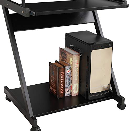 soges Computer Cart Mobile Laptop Cart Smooth Keyboard Tray Computer Workstation for Home and Office, Rustic Brown