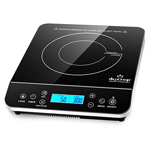 Duxtop Induction Hob, Induction Cooker Countertop Burner with LCD Sensor Touch 2100 Watts, 20 Temperature Levels, 20 Power Levels, 10-hour Timer,