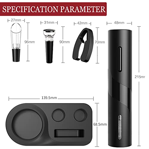 Electric Wine Bottle Opener Set, Rechargeable 6-in-1 Gift Box Automatic Bottle Opener with Tin Foil Cutter, Wine Dispenser, Vacuum Stopper, Stora