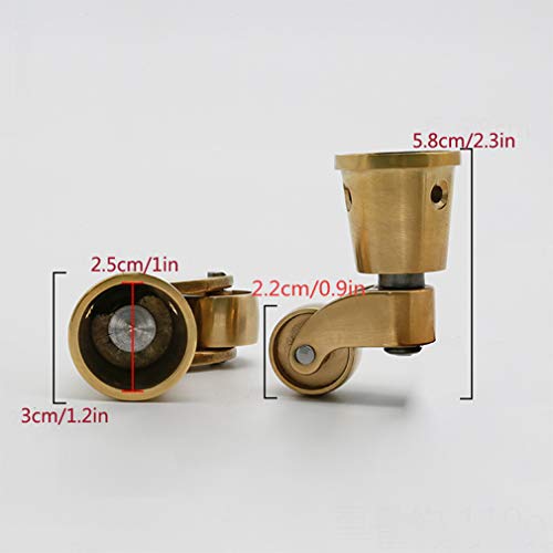 SKOAJAS Plate Casters Solid Brass Caster Wheels,Round-Cup Swivel Furniture Castor,Universal 360 Degree Swivel Casters,Sofa Chair Furniture Castor