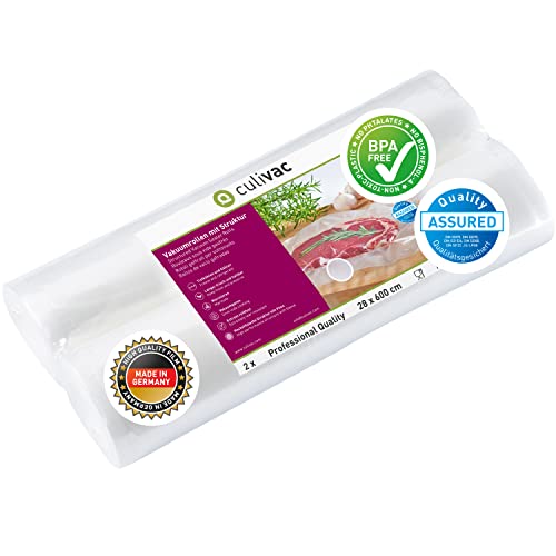 culivac 2 Vacuum Food Sealer Rolls 28x600cm Professional (R28600P), 2 Rolls with 12 Metres Total
