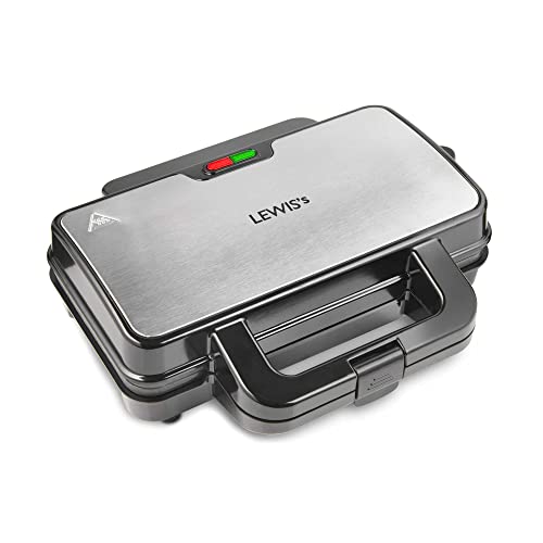 Lewis's Deep Fill Toastie Maker, 2 Slice Sandwich Toaster, Non Stick Plates, Power Indicator Light (900W)
