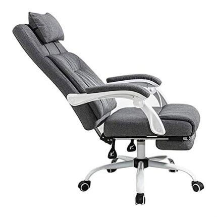 YT.JYUERI Relax Comfortably Safe Ergonomic Executive Office Chair High Back Computer Desk Chair Linen Fabric Adjustable Height Recliner with Head