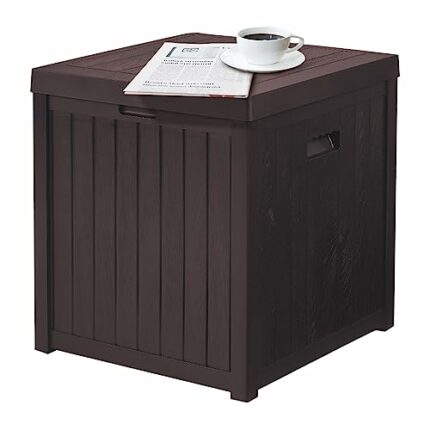 EHHLY Pool Storage Deck Box Outdoor Waterproof, Small Toy Storage Box for Patio 52 Gallon, Portable Porch Storage Box Durable Extra Seat for Pati